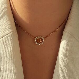 Christian Dior 1980s rhinestone-embellished logo pendant necklace